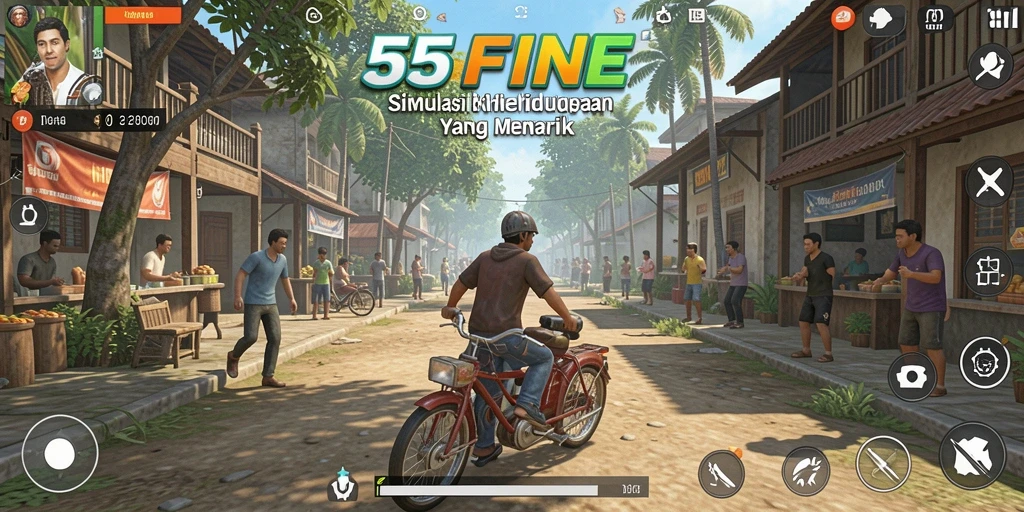 Tangkapan layar dari gameplay 55FIVE yang menampilkan interaksi dan kustomisasi karakter.