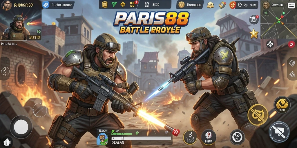 Tampilan gameplay menarik di PARIS88 dengan aksi Battle Royale yang mendebarkan.