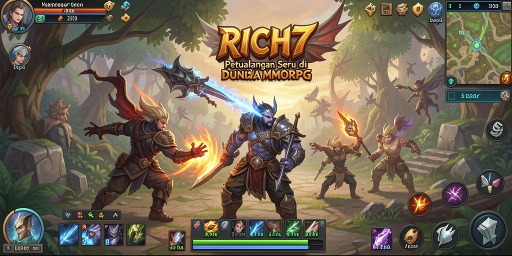 Screenshot RICH7 menampilkan aksi seru dalam pertempuran MMORPG.