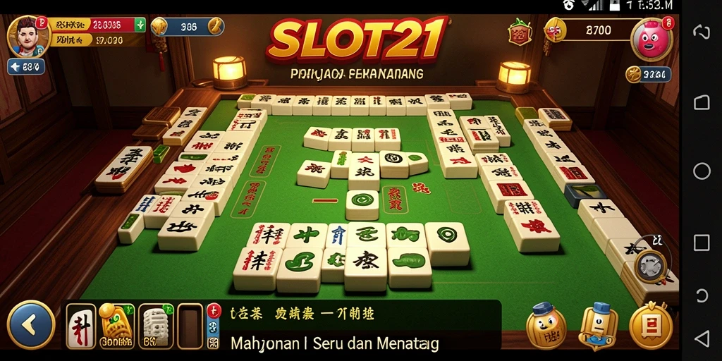 Screenshot permainan SLOT21 menampilkan gameplay Mahjong yang menarik dan menantang.