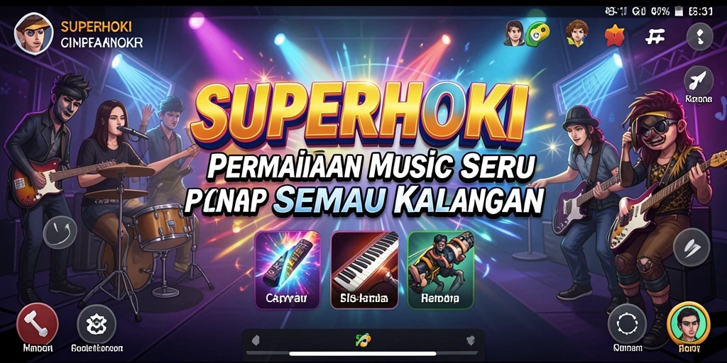 Tampilan gameplay <strong>SUPERHOKI</strong> menampilkan pemain yang bersenang-senang dengan musik.